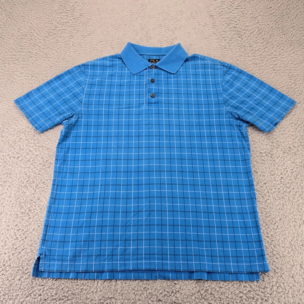Jos. A. Bank Shirt Mens Medium Blue Window Pane Plaid Polo Preppy Golf Classic